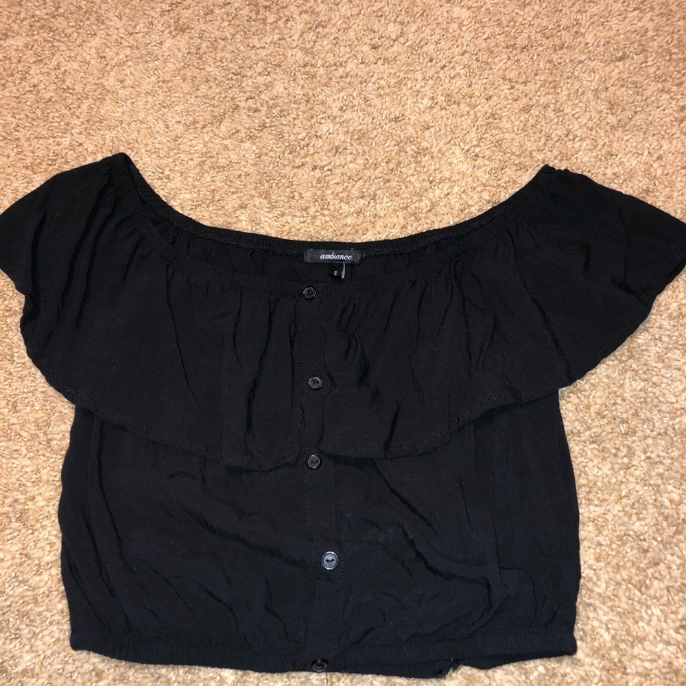 Black off the shoulder crop